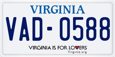 VA license plate VAD0588