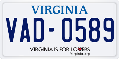 VA license plate VAD0589