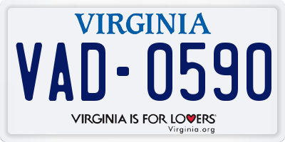 VA license plate VAD0590