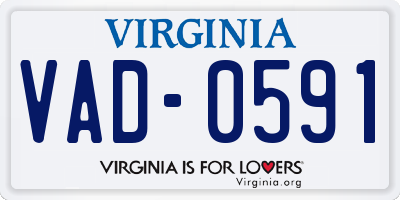 VA license plate VAD0591