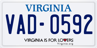 VA license plate VAD0592