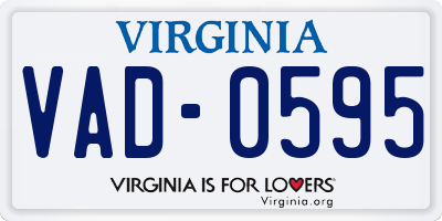 VA license plate VAD0595