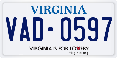 VA license plate VAD0597