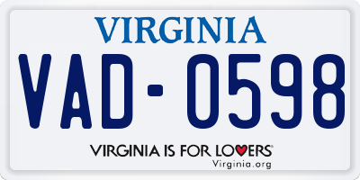 VA license plate VAD0598