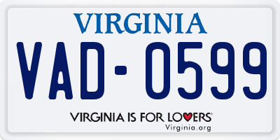 VA license plate VAD0599