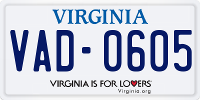 VA license plate VAD0605