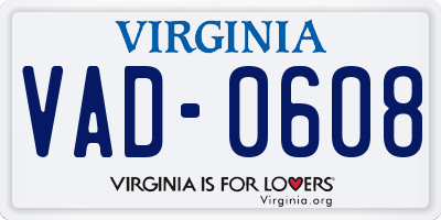 VA license plate VAD0608