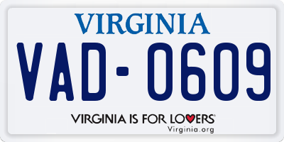 VA license plate VAD0609