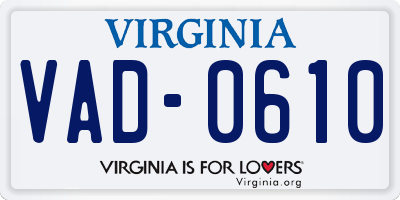 VA license plate VAD0610