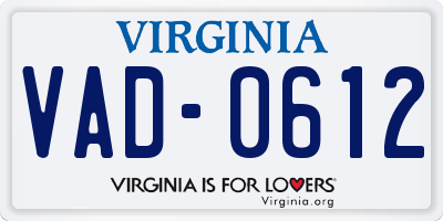 VA license plate VAD0612