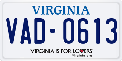 VA license plate VAD0613
