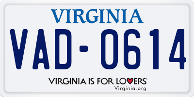 VA license plate VAD0614