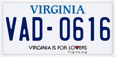 VA license plate VAD0616