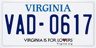 VA license plate VAD0617