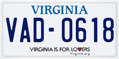 VA license plate VAD0618