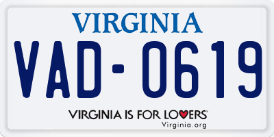 VA license plate VAD0619