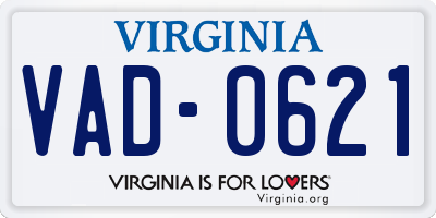 VA license plate VAD0621