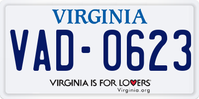 VA license plate VAD0623