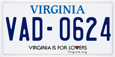 VA license plate VAD0624