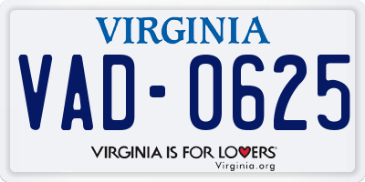 VA license plate VAD0625