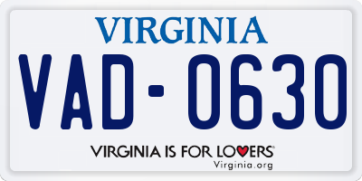 VA license plate VAD0630