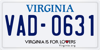VA license plate VAD0631
