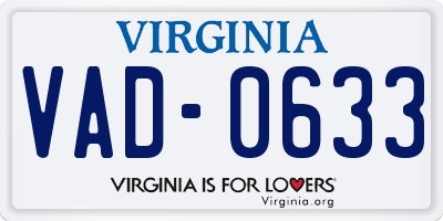 VA license plate VAD0633