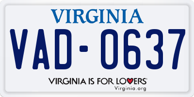 VA license plate VAD0637