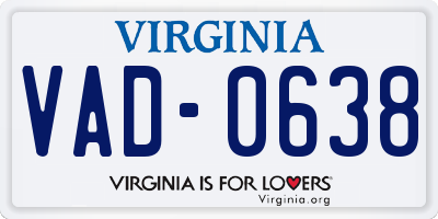 VA license plate VAD0638