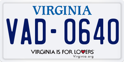 VA license plate VAD0640
