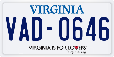 VA license plate VAD0646