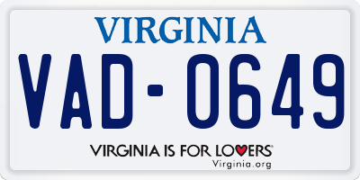 VA license plate VAD0649