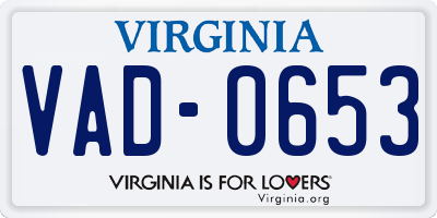 VA license plate VAD0653