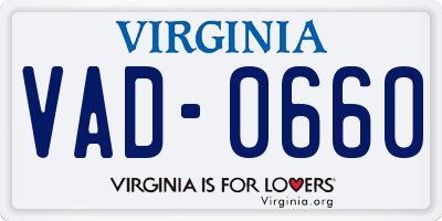 VA license plate VAD0660