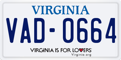 VA license plate VAD0664