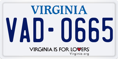 VA license plate VAD0665