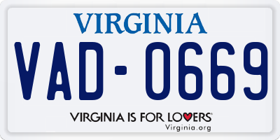 VA license plate VAD0669