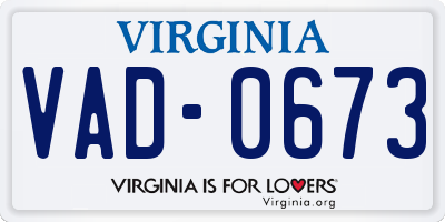 VA license plate VAD0673