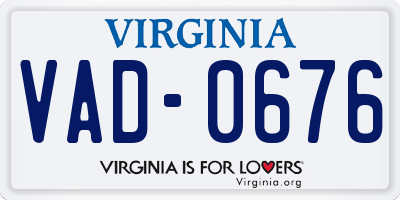 VA license plate VAD0676