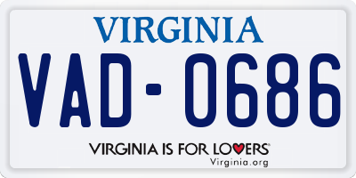 VA license plate VAD0686