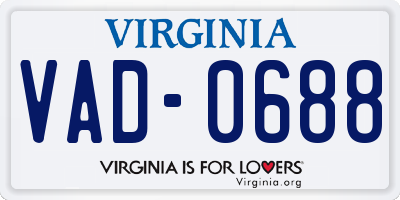 VA license plate VAD0688