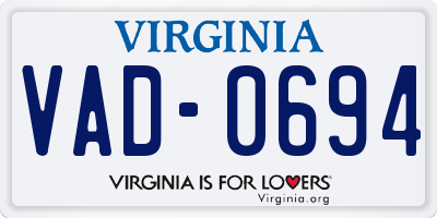 VA license plate VAD0694