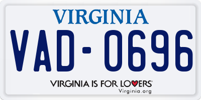 VA license plate VAD0696