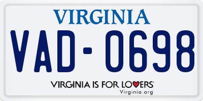 VA license plate VAD0698