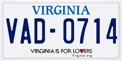 VA license plate VAD0714