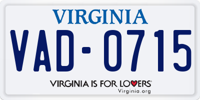 VA license plate VAD0715