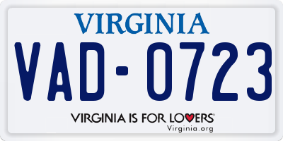 VA license plate VAD0723