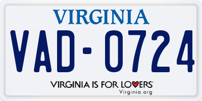 VA license plate VAD0724