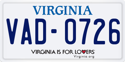 VA license plate VAD0726