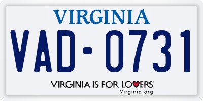 VA license plate VAD0731